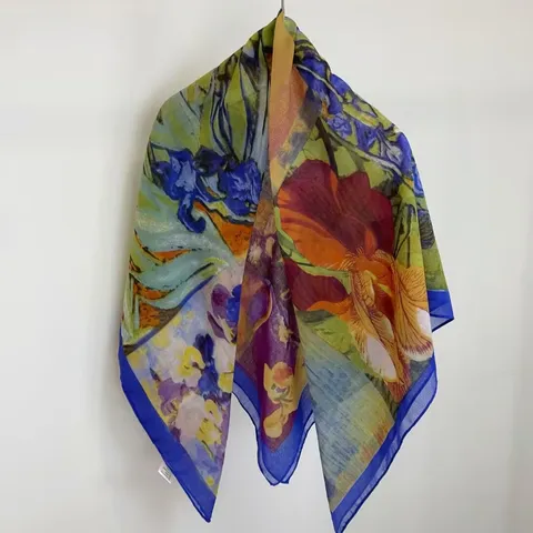 Monet Art Floral Print Square Scarf Women Fashion Lightweight Sun Protection Shawl Large Bandana Travel Accessories