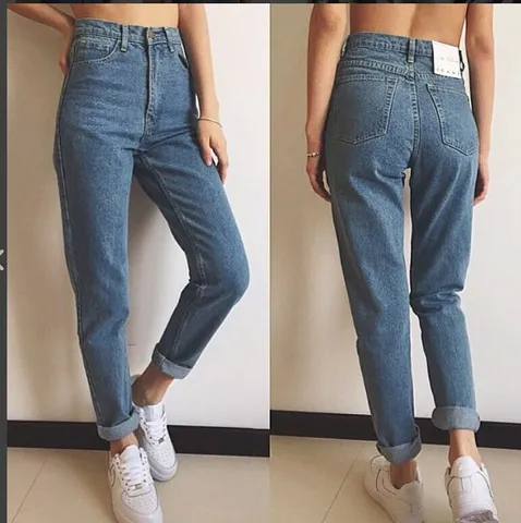 Damen Casual Gerade Denim Jeans Mittlere Taillenhöhe Distressed Polyester Lange Hose Mode Streetwear Hose