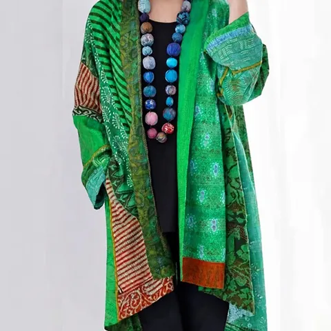 Women's Casual Cotton Linen Cardigan Loose Long Sleeve Open Front Printed Bohemian Ethnic Style Outerwear Top
