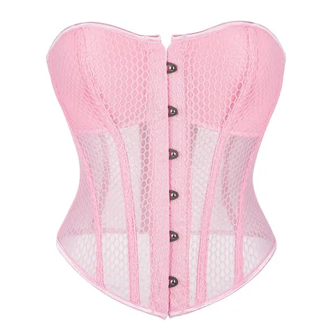 Women's Breathable Mesh Corset Top Sexy Bustier Shapewear With Steel Busk Open Bust Shaping Top For Party Clubwear