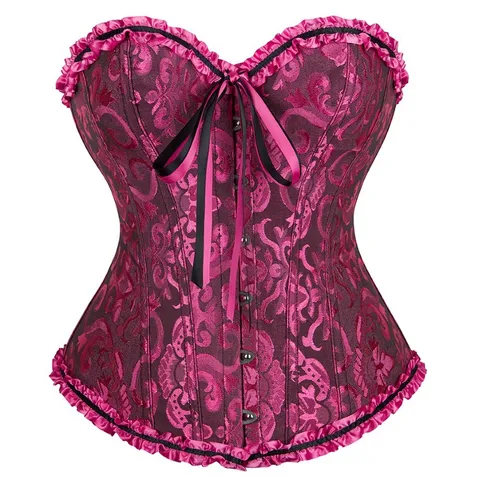Vintage Palace Court Jacquard Corset For Women Victorian Floral Brocade Shapewear Overbust Bustier Bridal Wedding Party Top