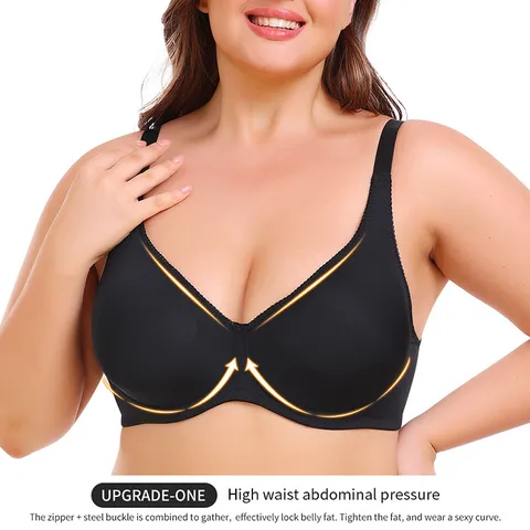 Women Plus Size Wireless Sports Bra Comfortable American Style Back Closure Vest Bra Solid Color Active Underwear