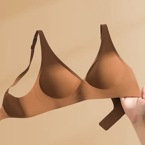 Women Deep V Seamless Jelly Strip Bra Thin Push Up Anti Sagging Breathable Wireless Comfortable Nylon Brassiere