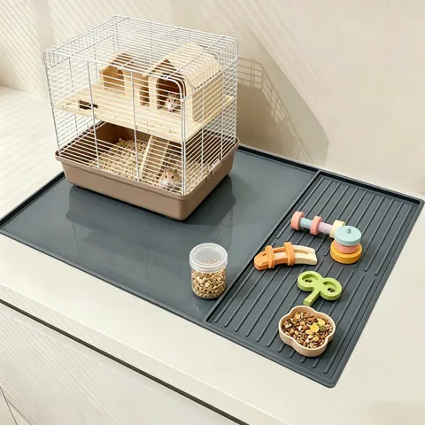 Wasserdicht Silikon Haustier Tischset Rutschfeste Futtermatte Für Katzen Hunde Grau Zweiteiliges Set Futtermatte Bodenschutz