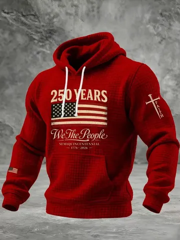 Sweat à Capuche Rétro Américain Unisexe Impression 3D Drapeau US Croix Coupe Décontractée Sweat-shirt Top pour Hommes Femmes