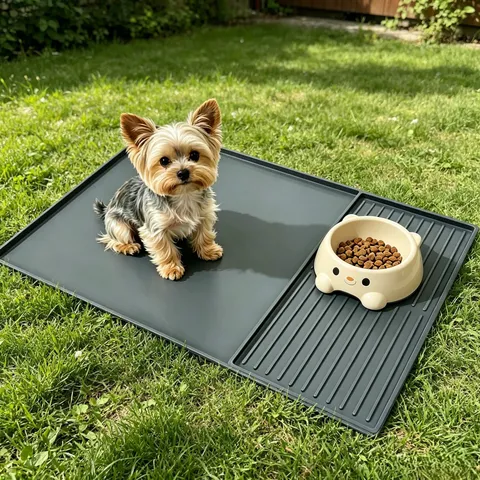 Wasserdicht Silikon Haustier Tischset Rutschfeste Futtermatte Für Katzen Hunde Grau Zweiteiliges Set Futtermatte Bodenschutz