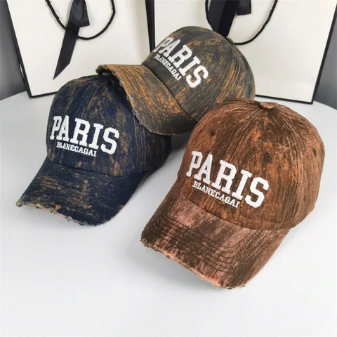 Casquette de Baseball en Coton Délavé Vintage pour Hommes Femmes Effet Usé Trous Déchirés Hip Hop Casquette Bords Incurvés Protection Solaire