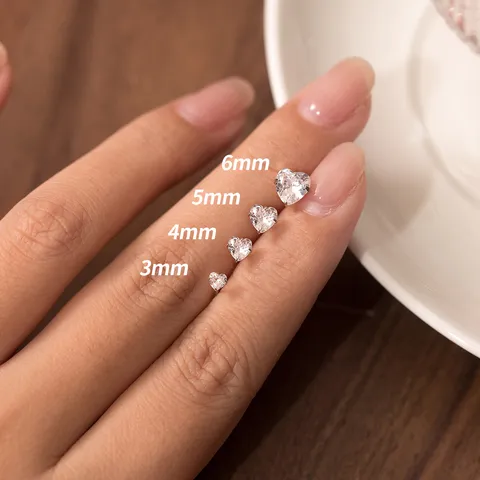 925 Sterlingsilber Herz Ohrstecker Minimalistisch Klar Strass Süße Liebe Ohr Piercing Schmuck Geschenk Für Damen
