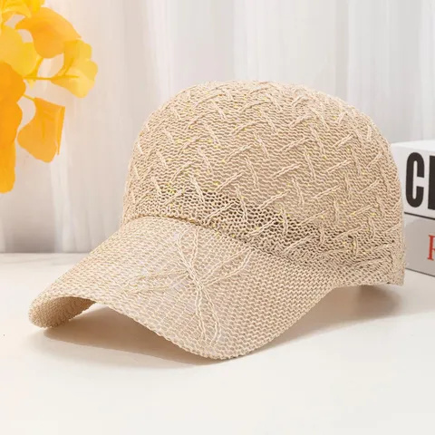 Women Summer Mesh Baseball Cap Hollow Breathable Sun Protection Hat Fashionable Satin Hard Top Outdoor Travel Cap