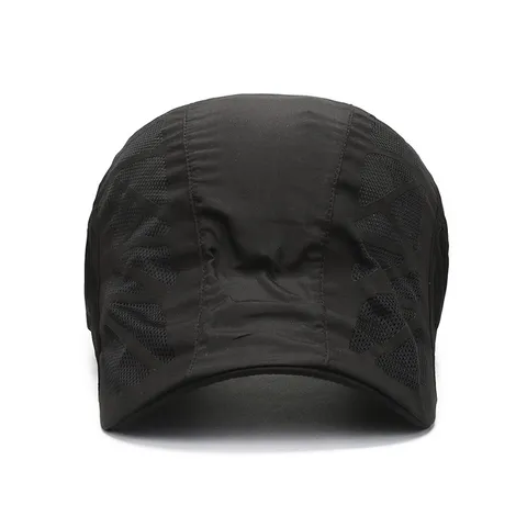 Unisex Breathable Mesh Flat Cap Quick Dry Sun Protection Outdoor Sports Newsboy Hat Adjustable Letter Print Ivy Hunting Cap