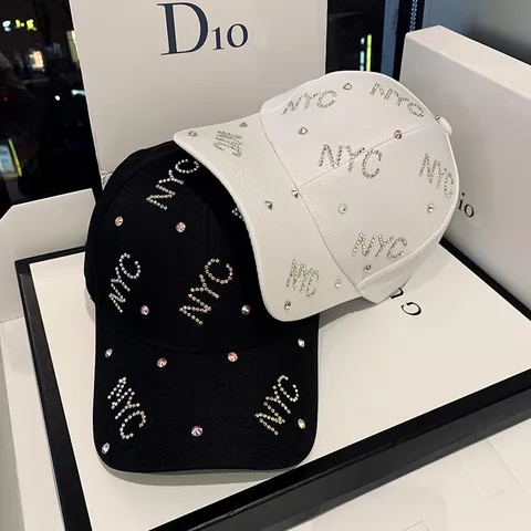 Women Casual Satin Rhinestone Baseball Cap Letter NYC Crystal Sun Protection Duckbill Cap Sunshade Outdoor Hat For Girls