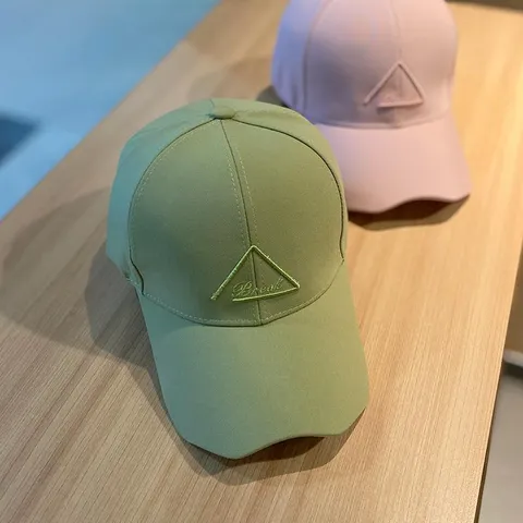 Unisex Satin Embroidered Baseball Cap With Triangle Logo Trendy Streetwear Adjustable Sun Hat For Outdoor Fashion Accessories