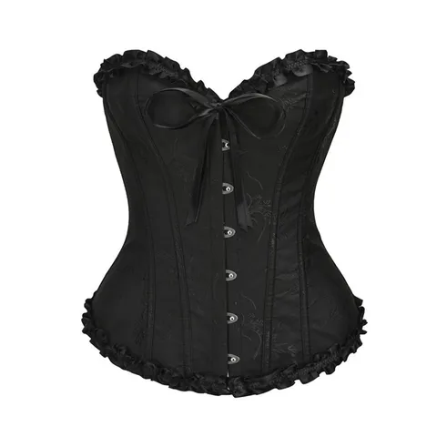 Women's Vintage Court Style Jacquard Corset Bustier Top With Lace Ruffles Push Up Shaping Bustier For Party Clubwear Wedding