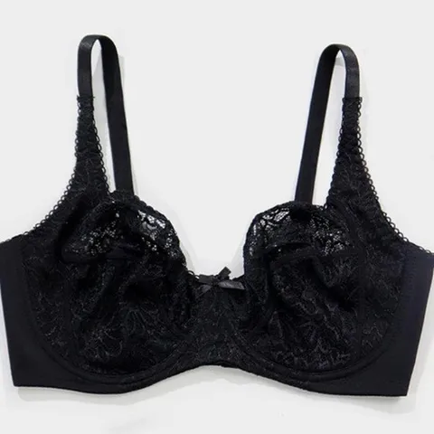 Women Plus Size Sexy Lace Unlined Bra Floral Breathable Full Cup Mesh Top Comfort Underwear Non-Padded Lingerie