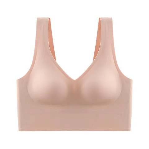 Plus Size Seamless Sports Bra Letter Print Wide Shoulder Straps Wireless Comfortable Support Bralette For Women Lingerie