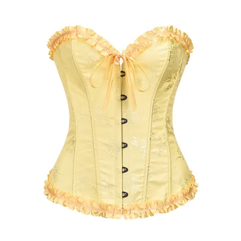 Women's Vintage Court Style Jacquard Corset Bustier Top With Lace Ruffles Push Up Shaping Bustier For Party Clubwear Wedding