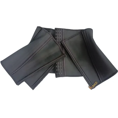 Women Latex Waist Trainer Hourglass Shaping Corset Abdomen Control Fitness Cinchers With Zipper And Hooks Steel Boned Shaper