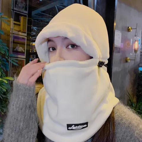 Γυναικείο Ενσωματωμένο Σκουφάκι Beanie Με Περικάρπιο Λαιμού Χειμερινό Αντιανεμικό Θερμικό Πλεκτό Balaclava για Ποδηλασία σε Εξωτερικούς Χώρους