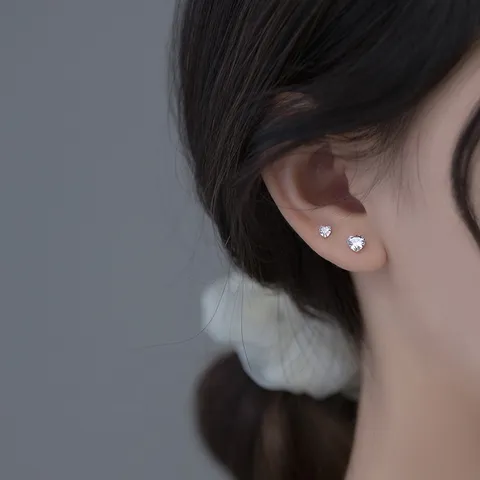 925 Sterlingsilber Herz Ohrstecker Minimalistisch Klar Strass Süße Liebe Ohr Piercing Schmuck Geschenk Für Damen