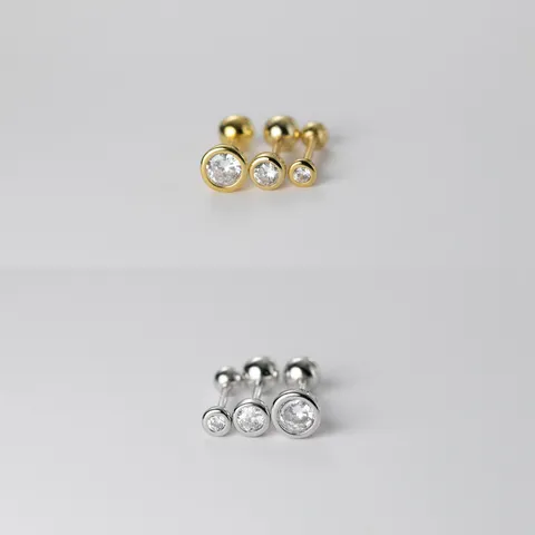 925 Sterlingsilber Minimalistisch Zirkonia Ohrstecker Für Damen Koreanischer Stil Rund Zargenfassung Kleiner Ohrknochen Schmuck