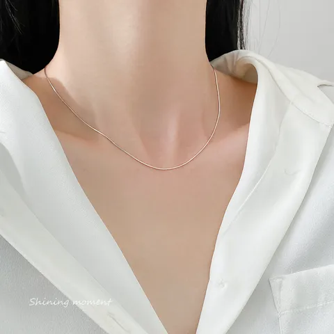 S925 Sterling Silber Schlangenkette Halskette Für Damen Minimalistische Ultradünne Schlüsselbeinkette Gold Silber Roségold Plattierter Schmuck