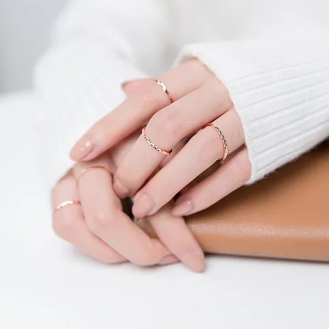 Minimalistischer 925 Sterlingsilber Ring Für Damen Diamantschliff Sternenmuster Band Roségold Feiner Schmuck Stapelbare Ringe Geschenk