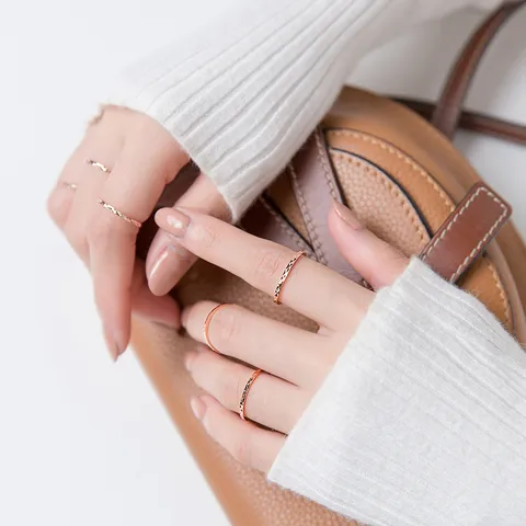 Minimalistischer 925 Sterlingsilber Ring Für Damen Diamantschliff Sternenmuster Band Roségold Feiner Schmuck Stapelbare Ringe Geschenk
