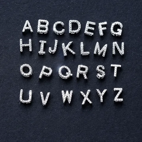 925 Sterling Silver Initial Letter Pendant For Women Korean Style Rhinestone A-Z Jewelry Pendant Only (Without Chain)