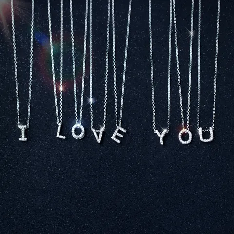 925 Sterling Silver Initial Letter Pendant For Women Korean Style Rhinestone A-Z Jewelry Pendant Only (Without Chain)