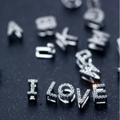 925 Sterling Silber Anfangsbuchstabe Anhänger Für Damen Koreanischer Stil Strass A-Z Schmuck Anhänger Ohne Kette