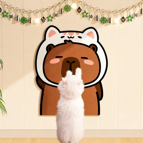 Tiragraffi per Gatti a Forma di Animale di Cartone Animato Resistente all'Usura Antigraffio Adesivo Murale Protettore per Mobili