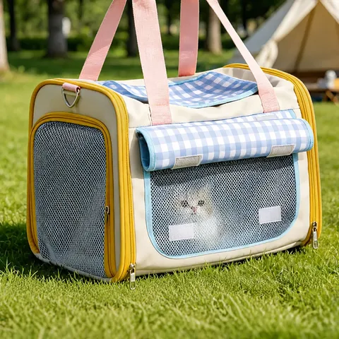 Borsa da Trasporto Traspirante per Animali Zaino da Viaggio Portatile per Gatti e Cani Tessuto Oxford Borsa a Tracolla