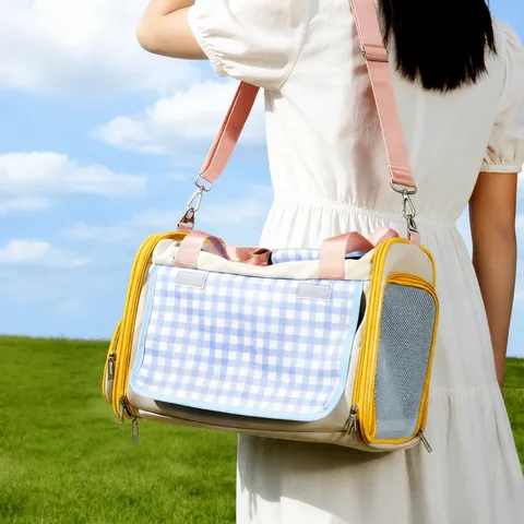Borsa da Trasporto Traspirante per Animali Zaino da Viaggio Portatile per Gatti e Cani Tessuto Oxford Borsa a Tracolla