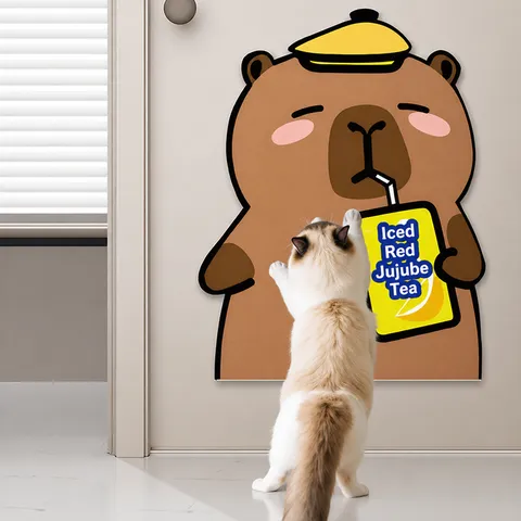 Tiragraffi per Gatti a Forma di Animale di Cartone Animato Resistente all'Usura Antigraffio Adesivo Murale Protettore per Mobili