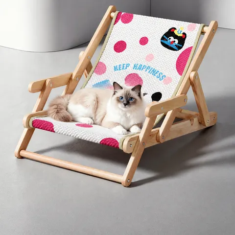 Lounge Tiragraffi per Gatti Letto in Legno Pieghevole per Animali Cuscinetto in Sisal Sedia di Riposo Regolabile per Gattini Gatti