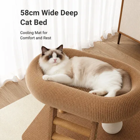Rascador de Sisal Multifuncional para Gatos Cama y Marco de Escalada Juguete Interactivo para Gatos de Interior