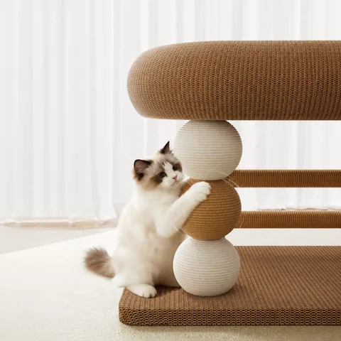 Rascador de Sisal Multifuncional para Gatos Cama y Marco de Escalada Juguete Interactivo para Gatos de Interior