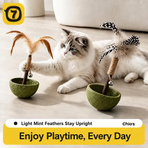 Giocattolo Tumbler per Gatti Erba Gatta Bastone Teaser Gattino Con Piuma Silvervine Molare Prodotti Animali