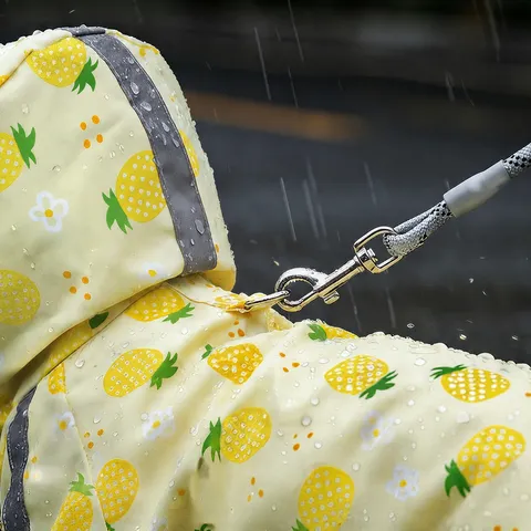 Impermeabile Per Cane A Quattro Zampe Copertura Completa Carino Motivo Ananas Poncho Antipioggia Per Animali Domestici Con Bordo Trasparente E Foro Per Guinzaglio