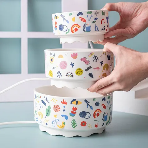 Gamelle pour Animaux en Céramique à Température Constante Bol d'Eau Chauffant Intelligent pour Chats et Chiens Vaisselle d'Hiver pour Animaux