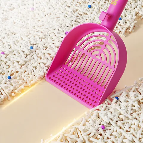Plastik Katzenstreuschaufel Feines Netz Kotfilter Schaufel Mit Langem Griff Aufhängungsloch Haustierreinigungswerkzeug Für Katzen