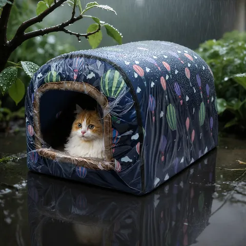 Cuccia per Gatti Impermeabile da Esterno Caldo Inverno Rifugio per Gatti Randagi Tenda per Animali Chiusa Letto per Animali Impermeabile Ispessito