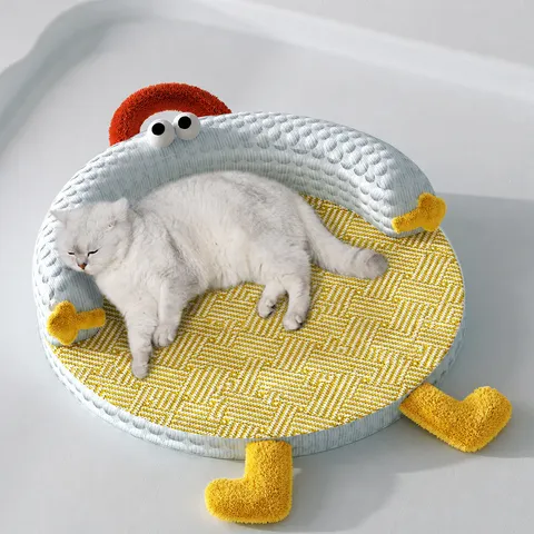 Tappetino Raffreddante per Animali Domestici Universale Quattro Stagioni Rattan Sensazione di Ghiaccio Gatto Cane Cuscino Letto Nido Carino Design a Cartoni Animati Letto Divano Traspirante