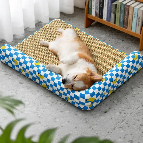 Tappetino Rinfrescante Estivo in Rattan per Animali Cuscino a L Letto per Cani Tappetino per Gatti Cotone PP Articoli per Animali