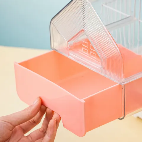 Transparent Plastic Parrot Bath Basin Bird Cage Hanging Shower Box Pet Bird Bathing Tub for Parakeet Cockatiel
