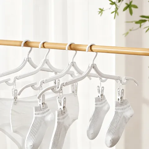 Draagbare Opvouwbare Reis Kledinghanger Kunststof Droogrek Met Clips Voor Zakenreis Hotel Student Ruimtebesparende Hanger