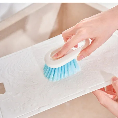 Japanese Style Mini Kitchen Cleaning Brush Portable Small Scrub Brush For Stove And Cutting Board Blue Bristles Scrubbing Tool