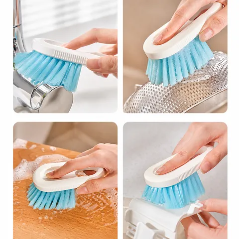 Japanese Style Mini Kitchen Cleaning Brush Portable Small Scrub Brush For Stove And Cutting Board Blue Bristles Scrubbing Tool