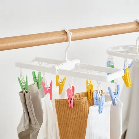 Multiclip Wäscheständer Kunststoff Kleiderbügel Mit 8 Clips Für Socken Unterwäsche Babykleidung Winddichter Balkon Wäscheständer