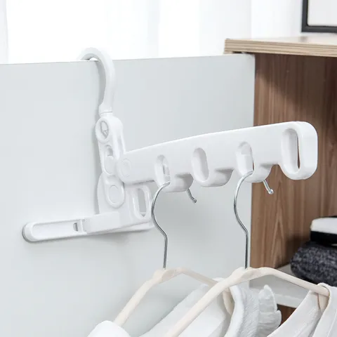 Portable Foldable Clothes Hanger 5 Holes Travel Drying Rack Space Saving Plastic Hanger For Hotel Dormitory Home Wardrobe Storage